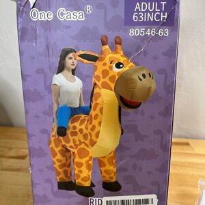 Inflatable Giraffe Costume Adult 63 Inch Ride On Blow Up Halloween Funny